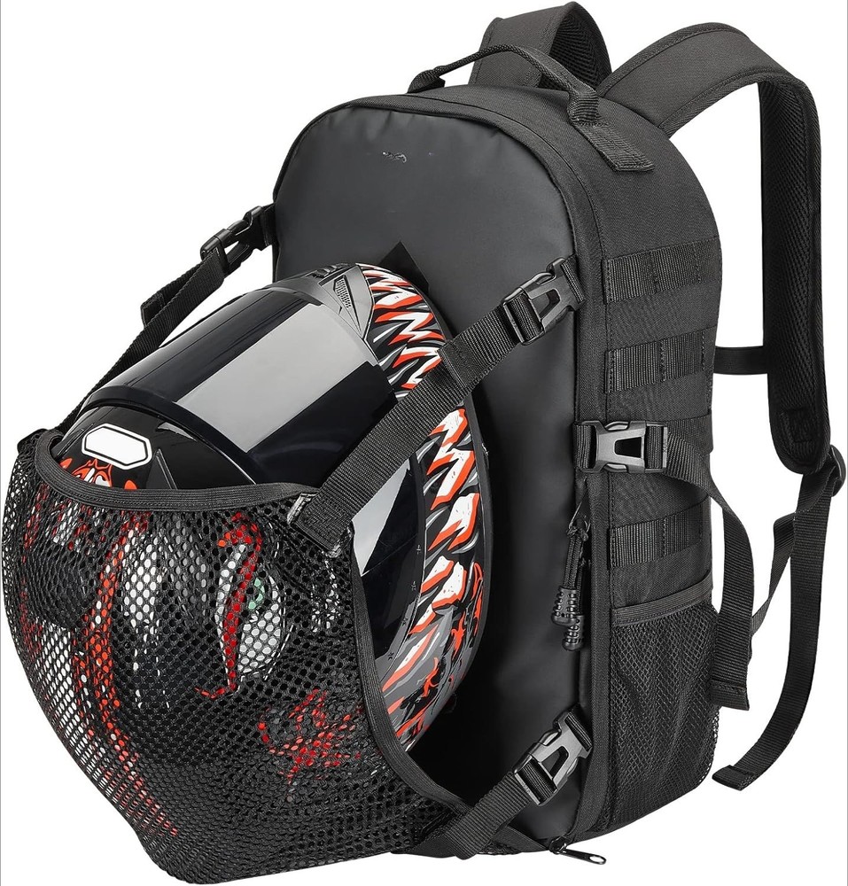 Motorcycle Helmet Backpack, 20L Bag With Hidden Net, Large Capacity Holder