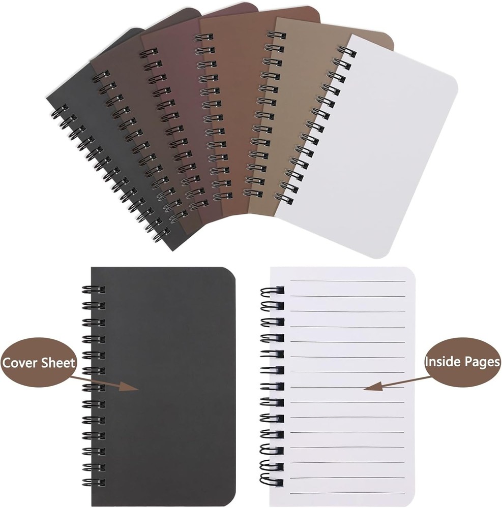 6 Pack Spiral Notebook Small Pocket 3x5 Notepads With COLOR