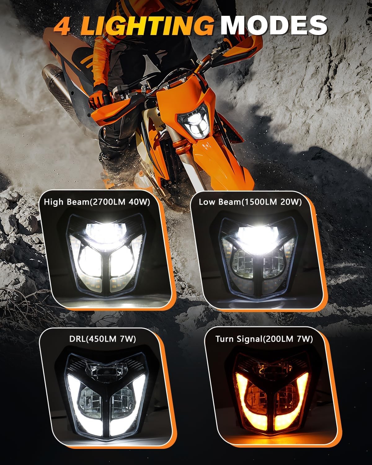 Dirt Bike LED Headlight DRL Turn For 2017-21 EXC XCW 250 350 450 500 SMC-R 690