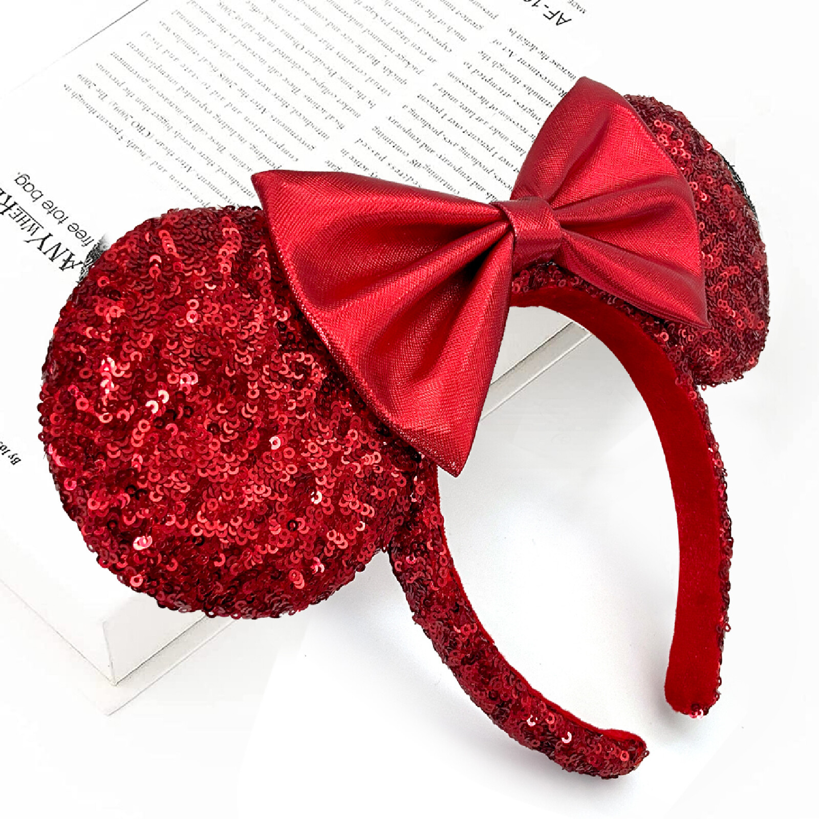 Disney Parks Red Sequin Bow RedPirate Rare Exclusive 2020 Minnie Ears Headband