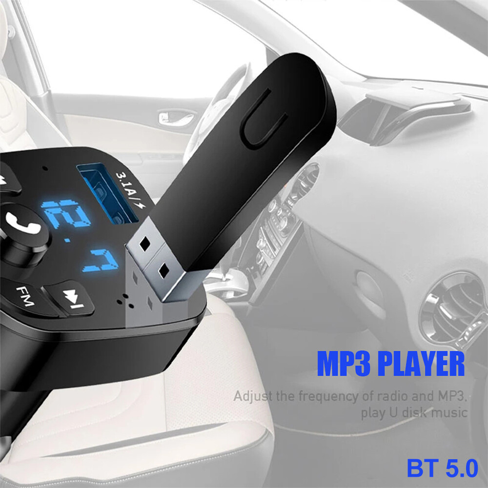 Car Fast Charger FM Transmitter Bluetooth 5.0 Handsfree Wireless Car Dual USB]⇑