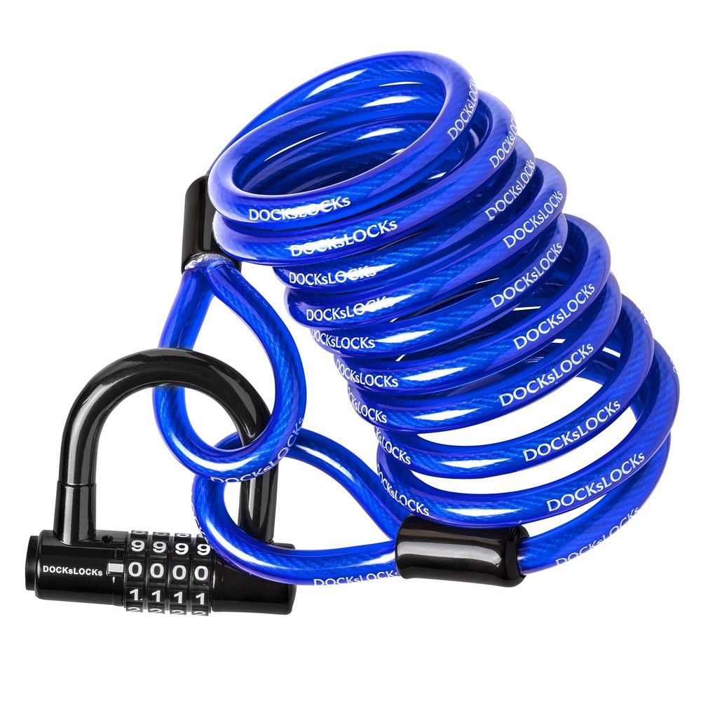 DocksLocks Security Cable Lock Set (5ft to 25ft Lengths) – 10ft, Blue