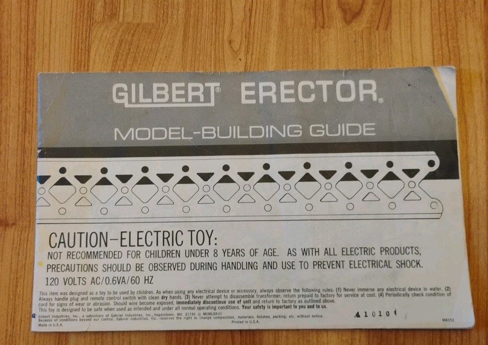 Gilbert Gabriel Erector Set M-8352 Model Building Guide Manual