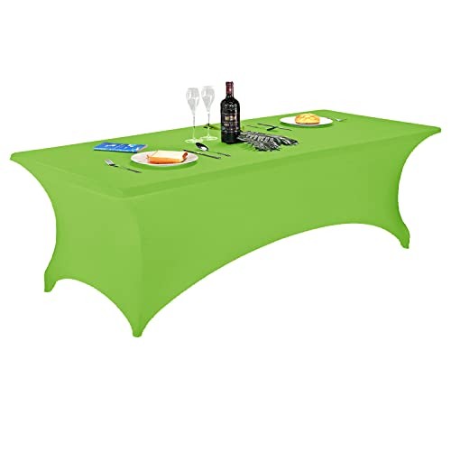 Spandex Fitted Stretch Table Cover for 6 96" x 30" (Rectangular) Apple Green