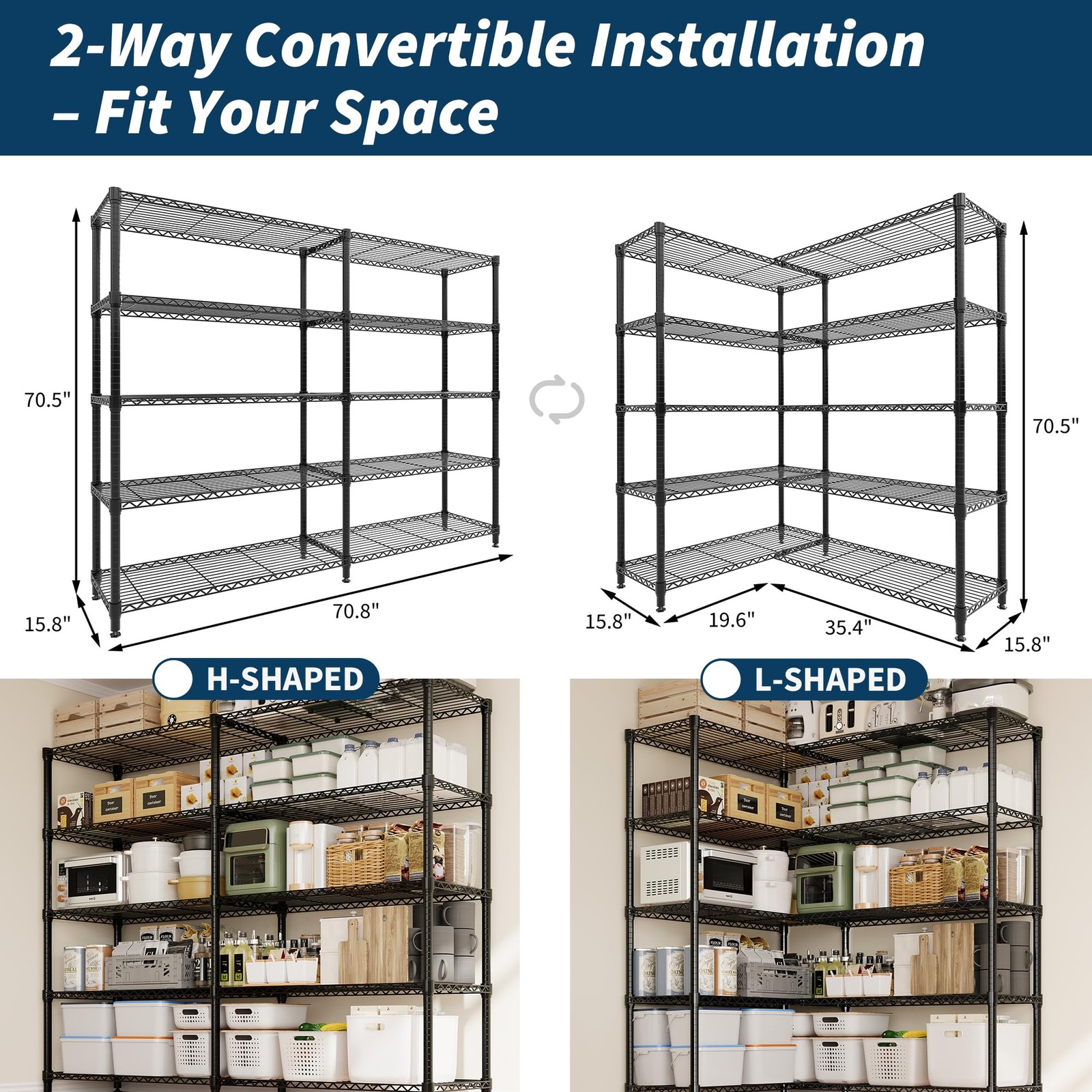 5-Tier Metal Storage Shelves Shelving Unit Garage Shelf Standing Storage Rack