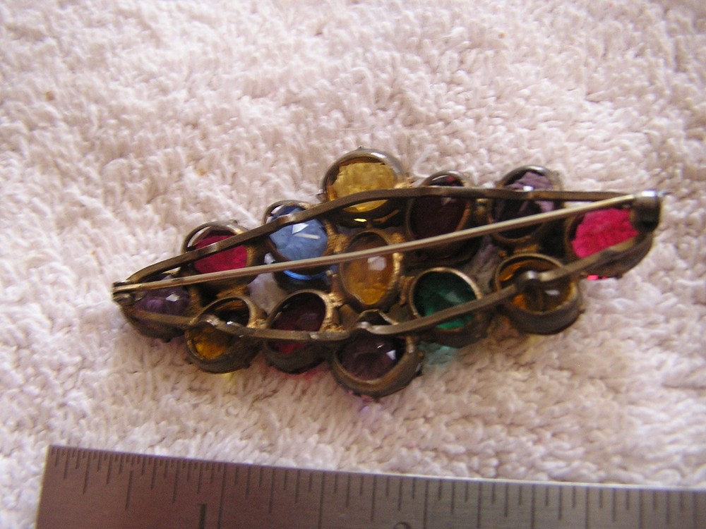 Antique Costume Pin Stunning C Clasp Leaf Leave Overlay