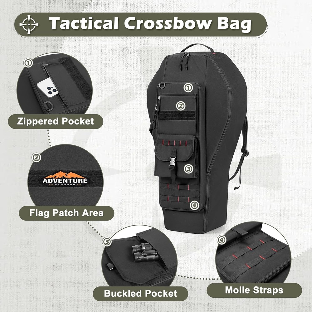 Padded Soft Compound Bow Case with Arrow Pocket and Tactical Backpack Straps