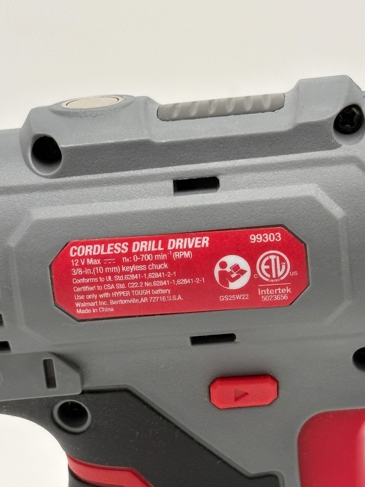 Hyper Tough 99303 Cordless Drill Driver 3/8" 12V Compact Power Tool