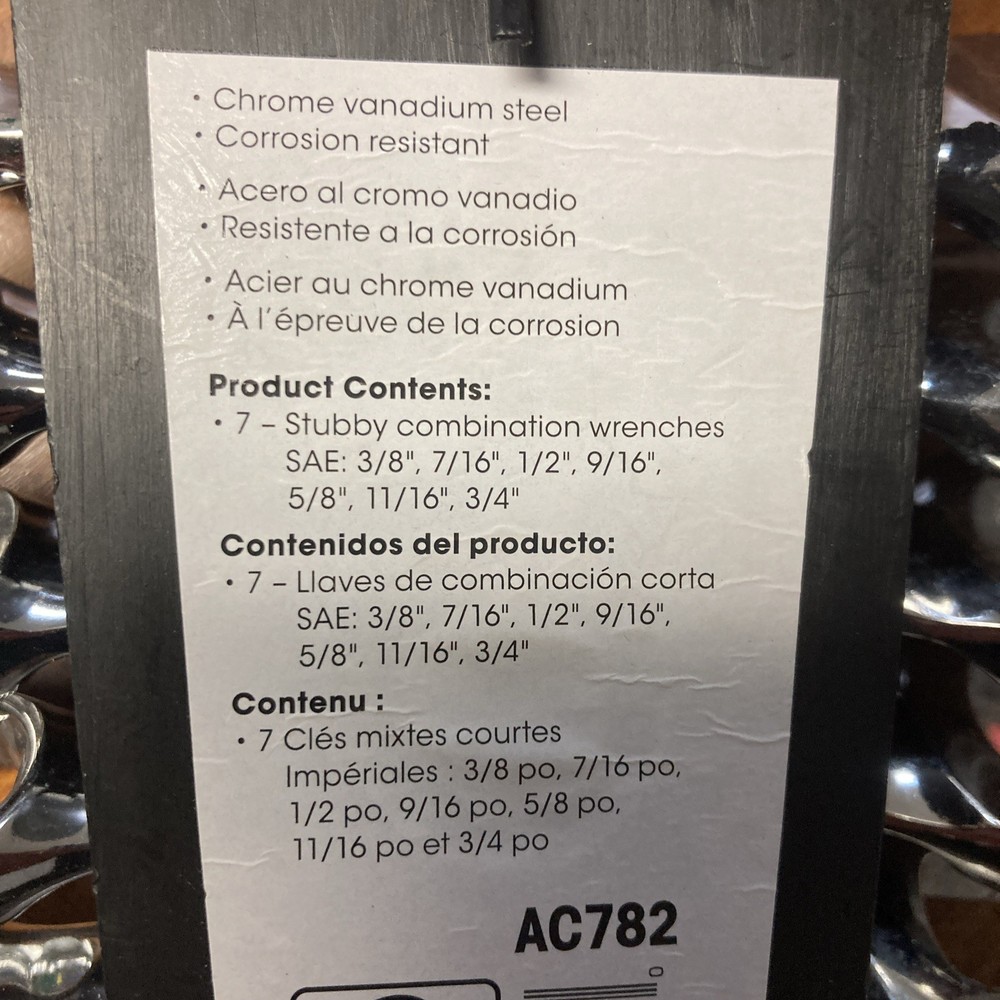 AutoCraft Wrench Set, Combination, Stubby, SAE, 7 Piece