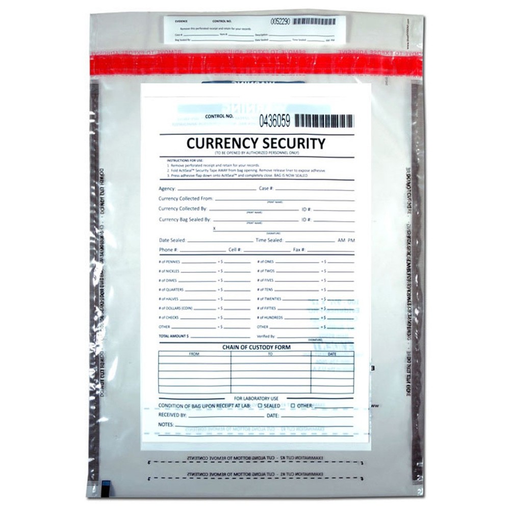 Evident 12x15" Currency Security Bag, 100 Pack
