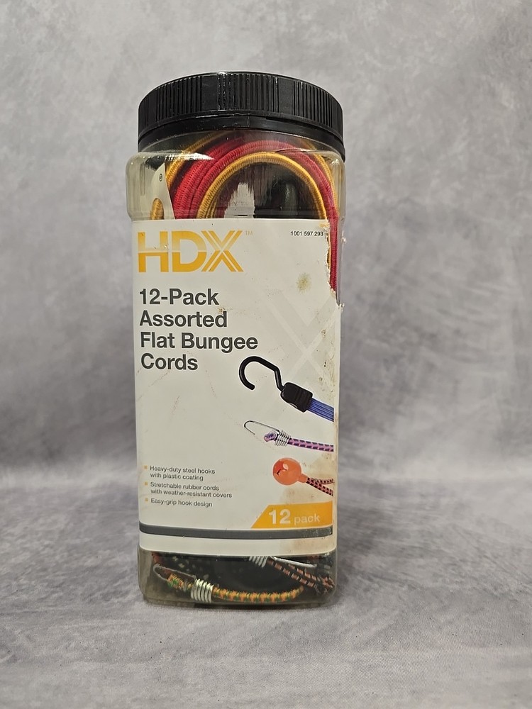 HDX 12-Pack Assorted Flat Bungee Cords for Securing Loads