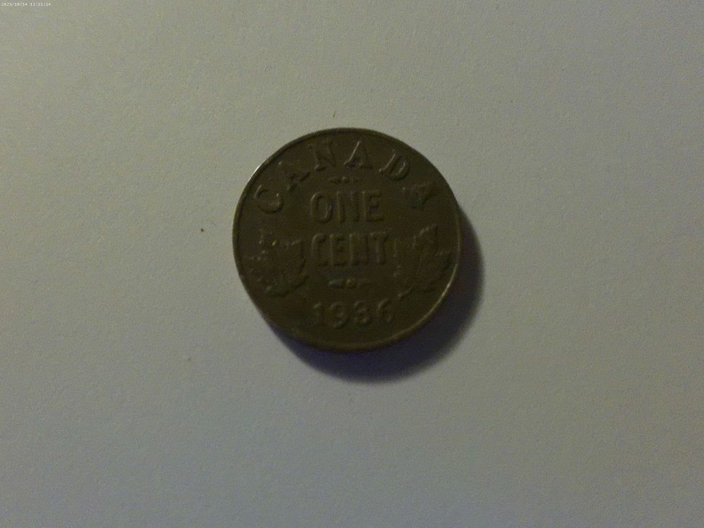 1936 Canada George V One Cent Coin with Errors