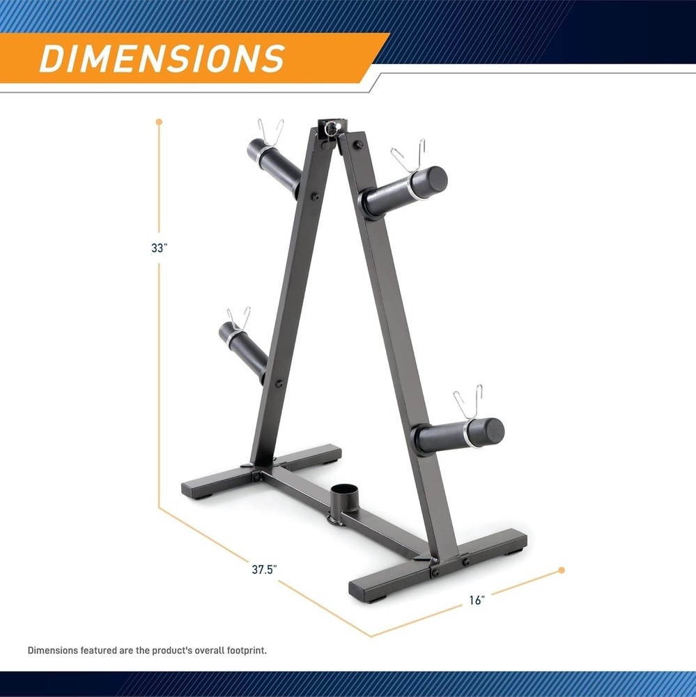 Durable 300lbs Capacity Olympic Weight Plate Tree with Secure Collars