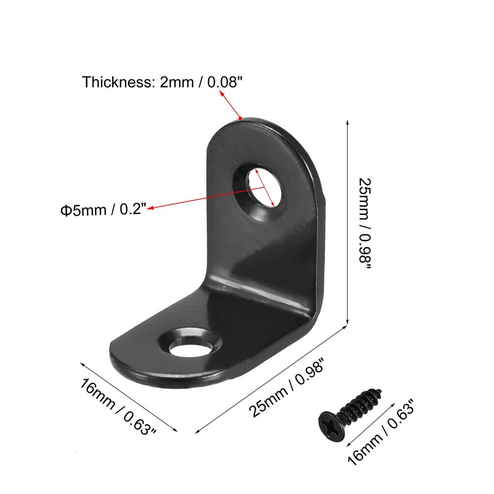 Angle reinforcement fixing angle bracket shape L 25mmx25mmx16mm, 10pcs