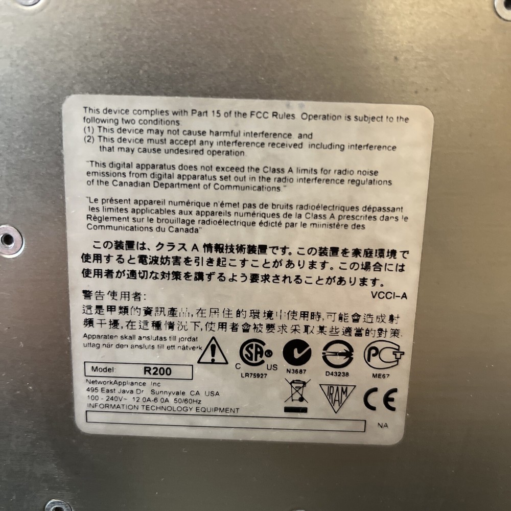 NetApp R200 Controller Head Unit Disk Array System
