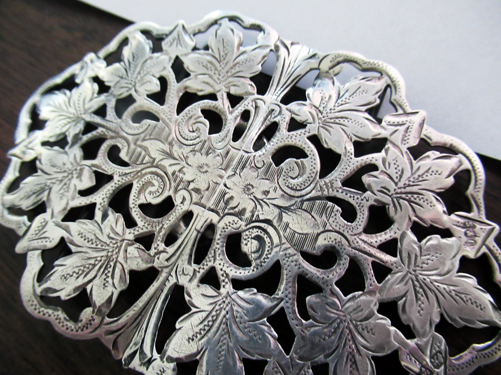 ANTIQUE STERLING BRITISH LARGE NURSES BUCKLE, 3 5/8 INCHES, 1908, CHESTER, S&BM