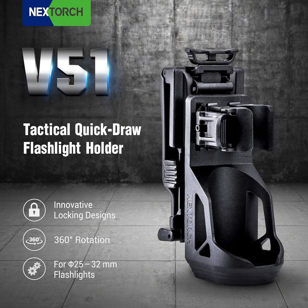 V51 Tactical Flashlight Holster with Adjustable Locking Belt System