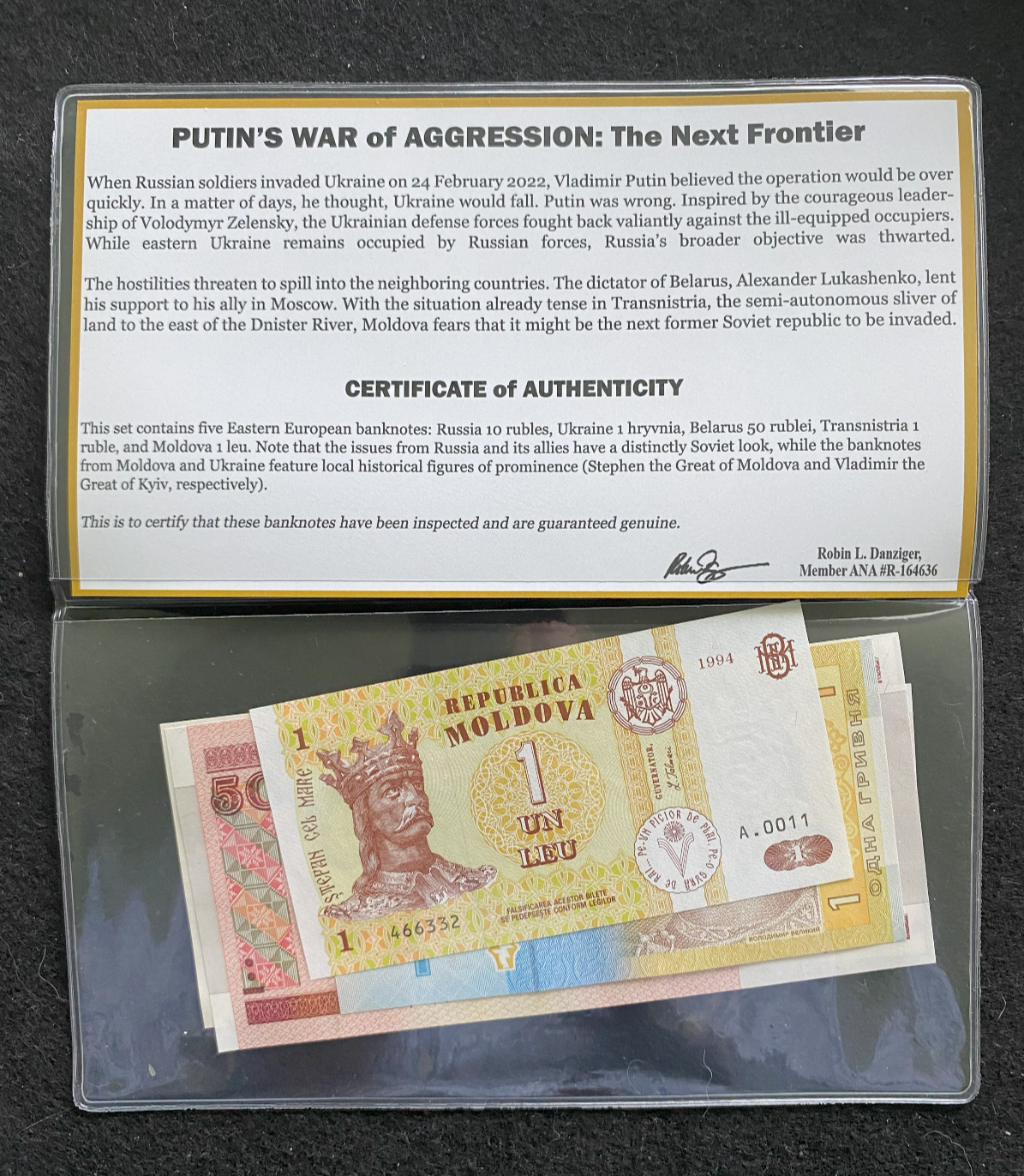 Putin’s War of Aggression: The New Frontier Banknote Collection COA & History