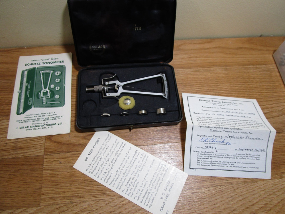 SKLAR SCHIOTZ TONOMETER SET W/ ORIGINAL PAPERWORK