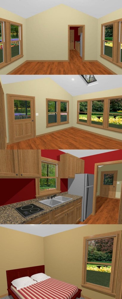 14x28 Tiny House -- 391 sq ft -- PDF FloorPlan -- Model 3E