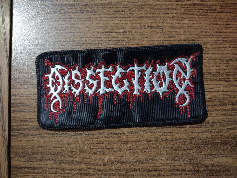 DISSECTION,SEW ON WHITE AND RED EMBROIDERED PATCH