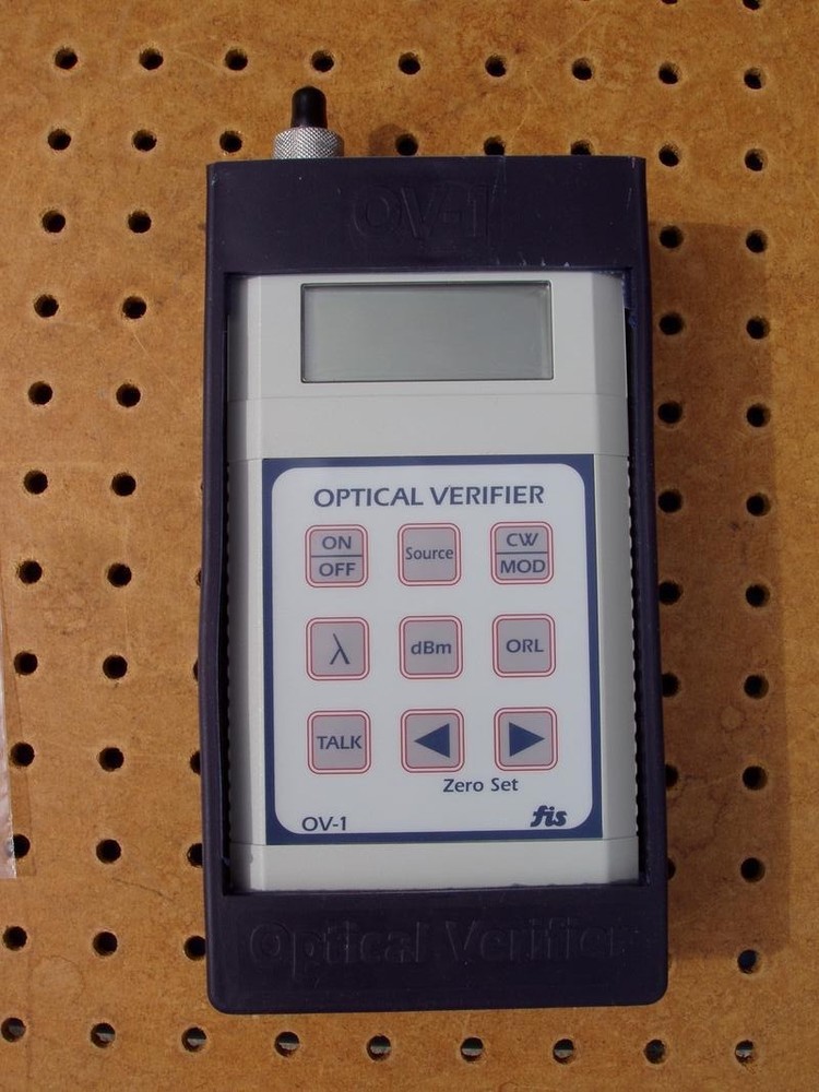 FIS FIBER OPTICAL VERIFIER MODEL OV-1 LIGHT SOURCE METER with CASE GOOD WORKING