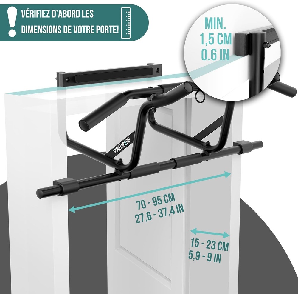 PULLUP & DIP Doorway Pull-Up Bar No Screw Padded Handles