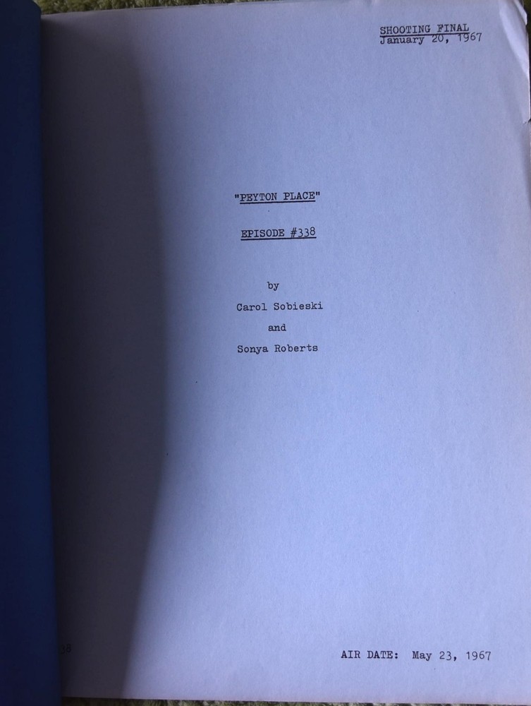 1967 Peyton Place Episode# 338 Shooting Final Original Screenplay Script
