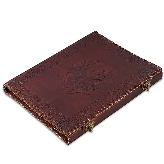 13" Leather Doble Drogon Grimoire Binder Leather Cover Notebook Office Folder