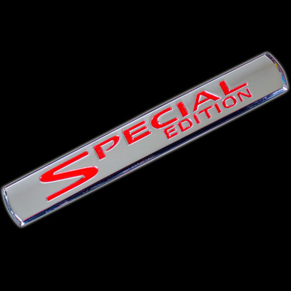 CHROME METAL SPECIAL EDITION TRUNK REAR BADGE NAME PLATE EMBLEM RED INLAY METAL