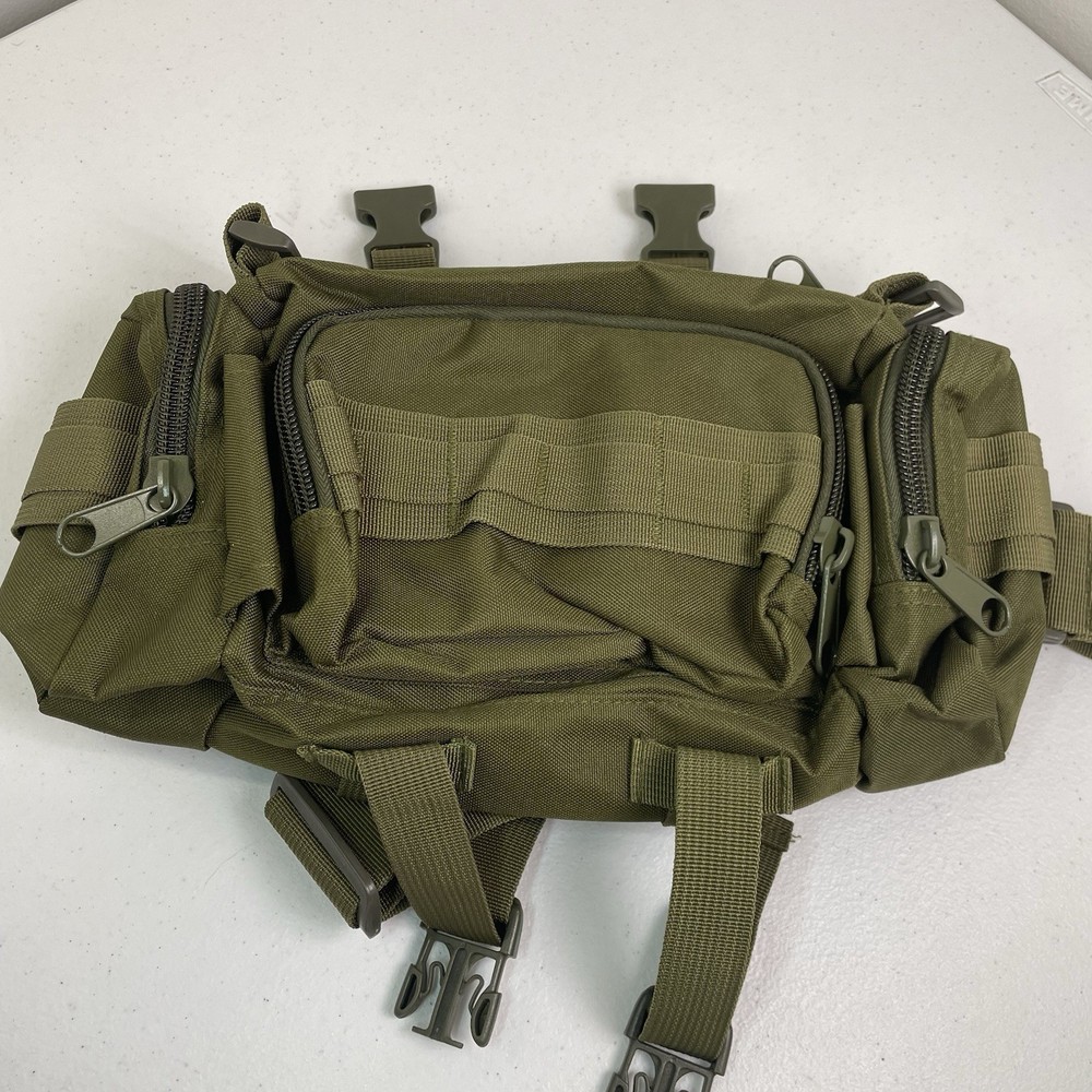Tactical Bag Olive Green 13”x7” Shoulder Or Hip Multi Pockets Deployment Modular