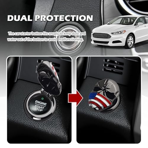 3D Skull Car Push Start Button Cover,Stylish Engine Start Button Cover with US