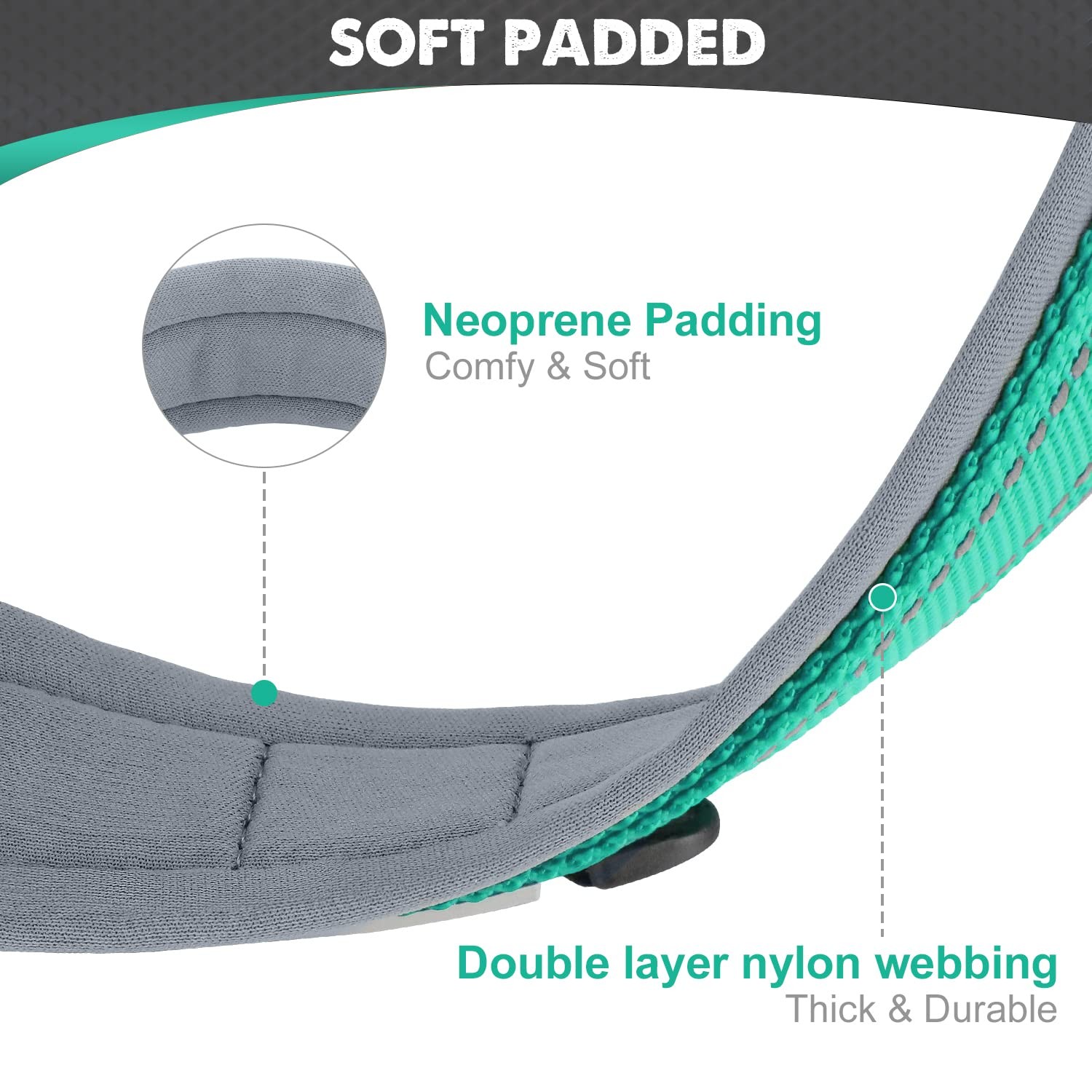 Joytale Ultra Wide Soft Neoprene Padded Nylon Dog Collar, Reflective Collars