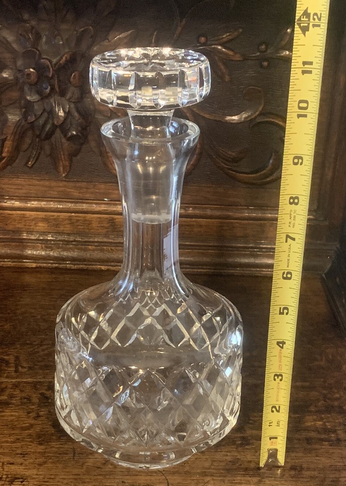 Estate Clear Leaded Cut Crystal Diamond Pattern Decanter & Stopper Beautiful!