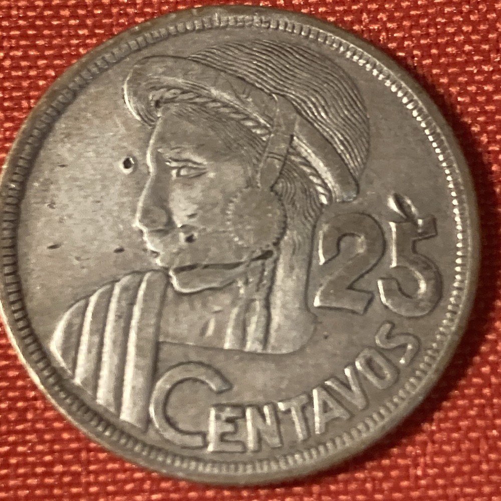 1955 Silver 25 Centavos Guatemala