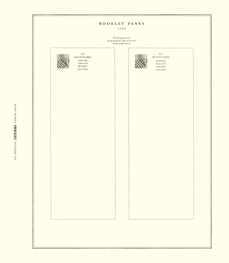 Scott Stamp Album Supplement Pages US Booklet Panes Part 2 1994 1999 New