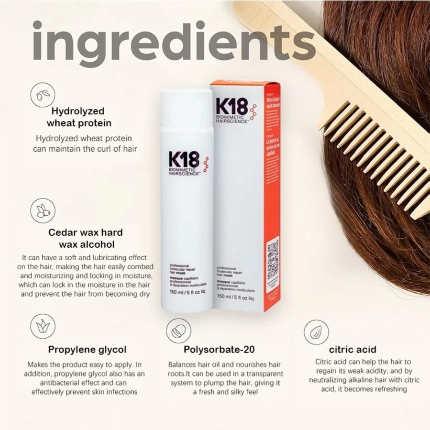 K18 Leave In Molecular Repair Hair Mask 150ml/5oz Hair Treatment (2 Pack)