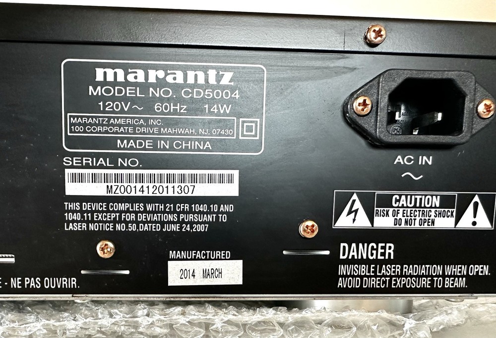 MARANTZ Model No. CD5004 CD Player (with Remote, Manual) FULLY TESTED - NICE