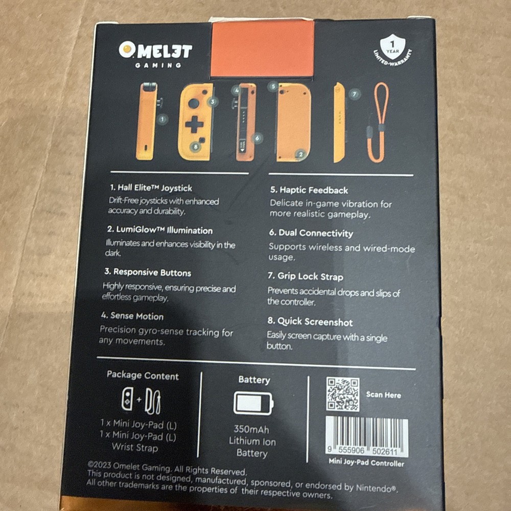 Omelet Gaming Switch Mini Joy-Pad Sunset Orange Left Controller