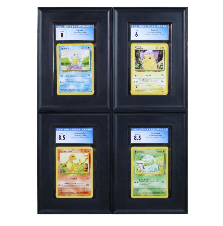 BCW (New) Black Interlocking Graded Card Frame - 4 Pack Wall Mount Display
