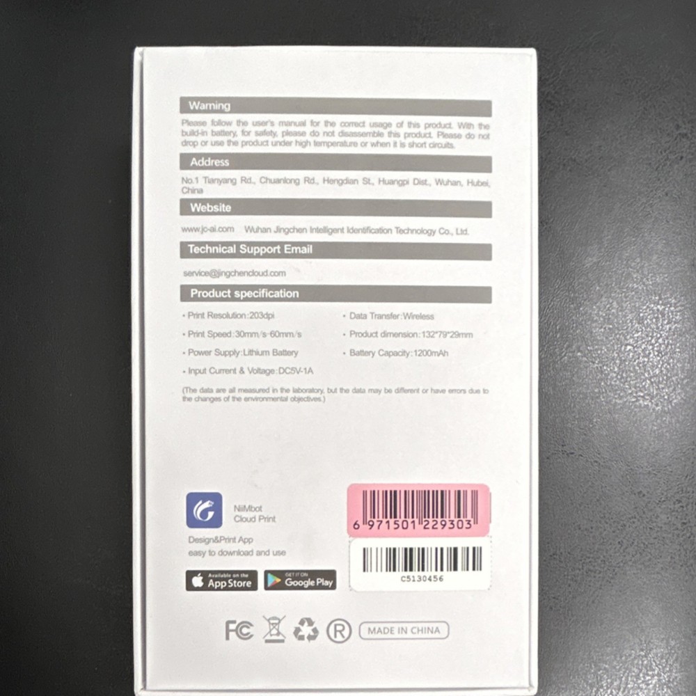 NIIMBOT Portable Label Printer Pink Bluetooth No Need Ink Model C51