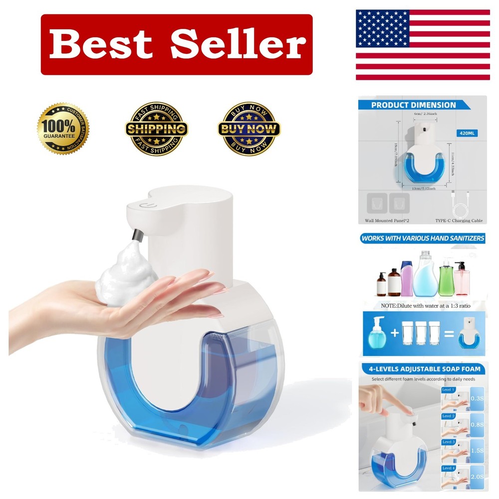 Automatic Soap Dispenser Touchless,Rechargeable Foaming Soap Dispenser,15oz/4...