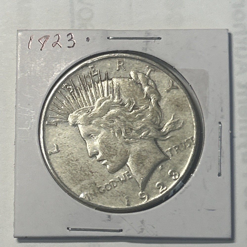 1923 Peace  Silver  dollar AU Luster Circulated .