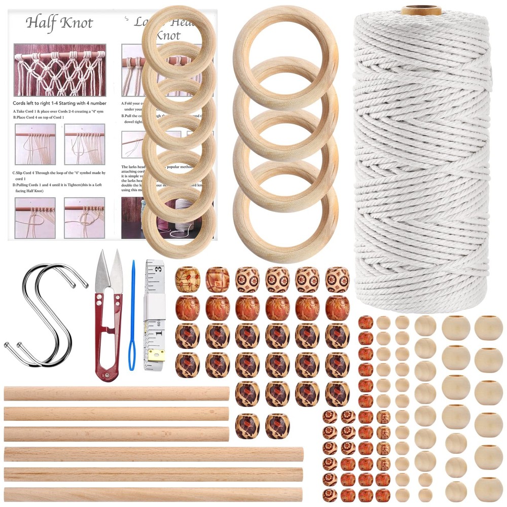 121Pcs Macrame Kit, Macrame Supplies 3mm x 109Yards Macrame Cord for Macrame ...