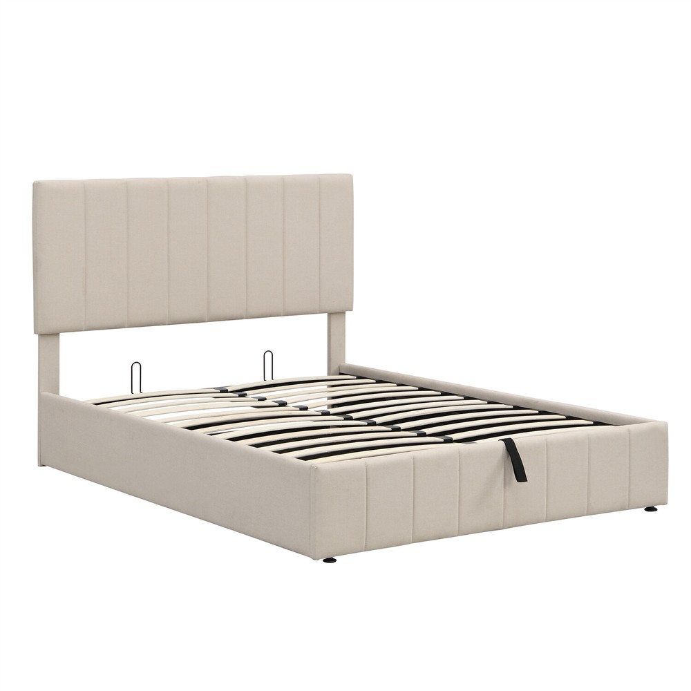 Full Size Bed Frame Upholstered Platform Bed w/ Hydraulic Storage System US