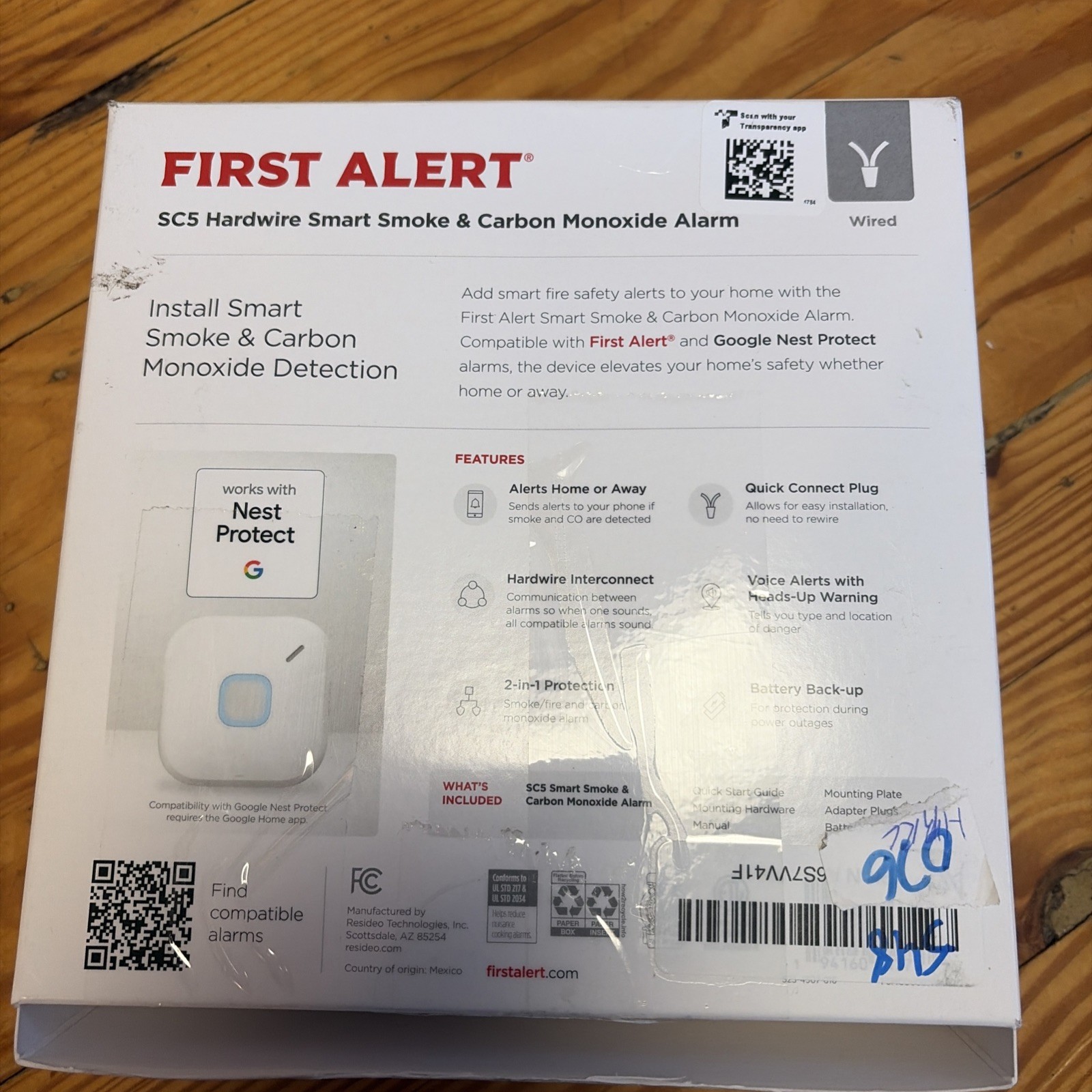 First Alert SC5 Hardwire Smart Smoke Carbon Monoxide Alarm SMCO600NVAC 1Pack