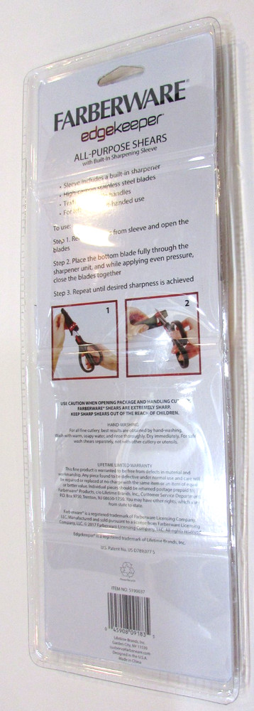 New Farberware All-Purpose Shears edgekeeper Scissors Built-In Sharpening Sleeve