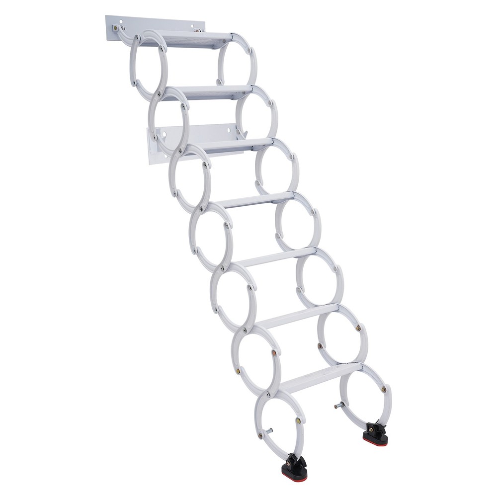 7 Steps Wall Mounted Retractable Ladder Pull Down Telescoping Step Ladders Attic