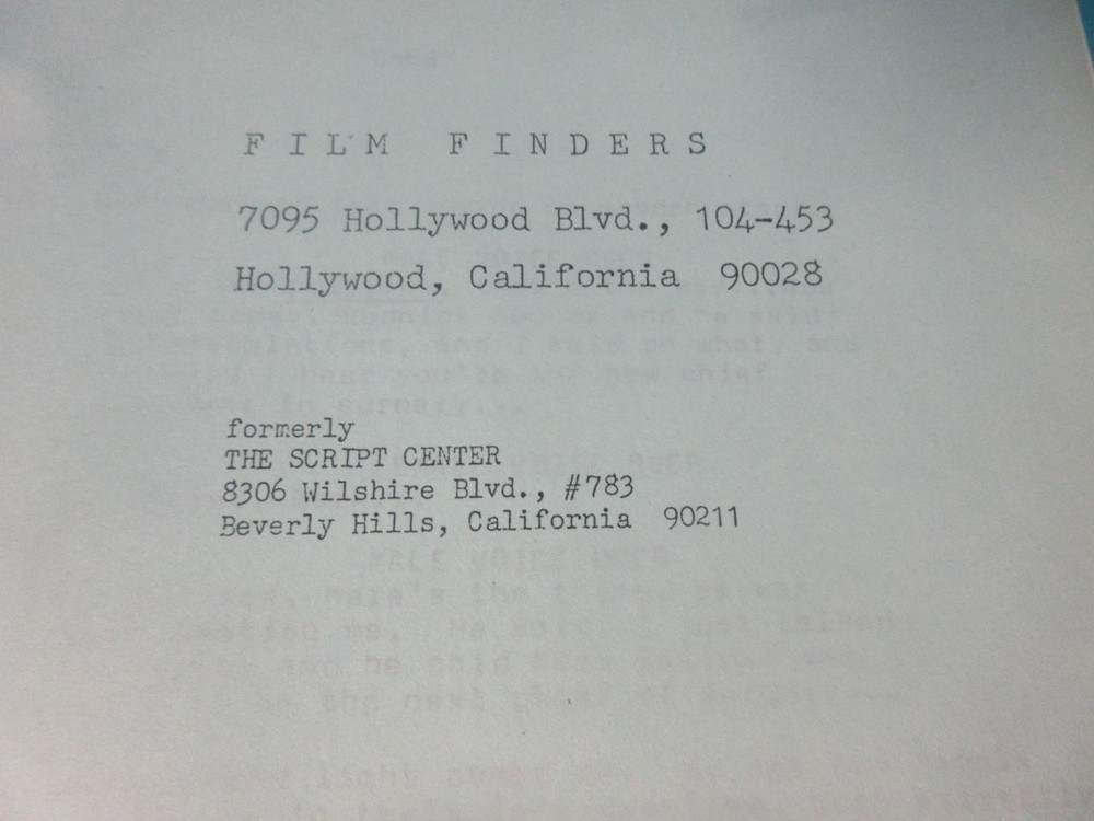 COMA MICHAEL CRICHTON 1977 SCREENPLAY SCRIPT BASED ON THE NOVEL BY ROBIN COOK