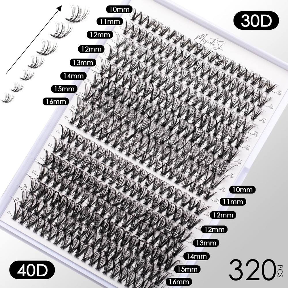 Lash Clusters DIY Lash Extensions Kit 320Pcs Individual Lashes Clusters 30D 40D